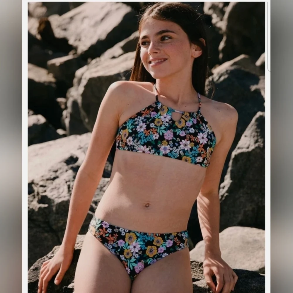 O'Neill Floral Patterned Swimwear Gils Size 10